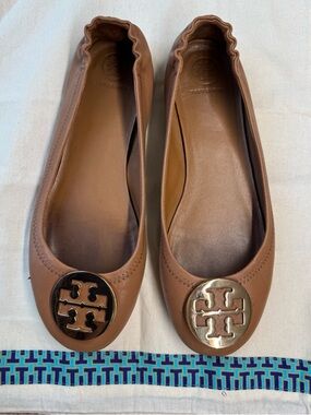 Tory Burch Tan Leather Ballet Flats